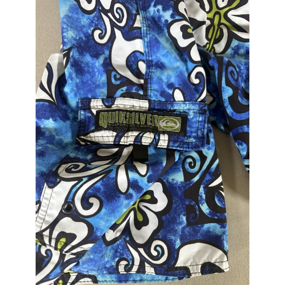VINTAGE Quiksilver Board Shorts Adult Size 32 Blue Floral All Over Print Mens - Picture 4 of 10